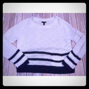 Aqua Sweaters - Aqua sz L striped white navy blue pocket sweater Aqua Sweaters - Aqua sz L striped white navy blue pocket sweater